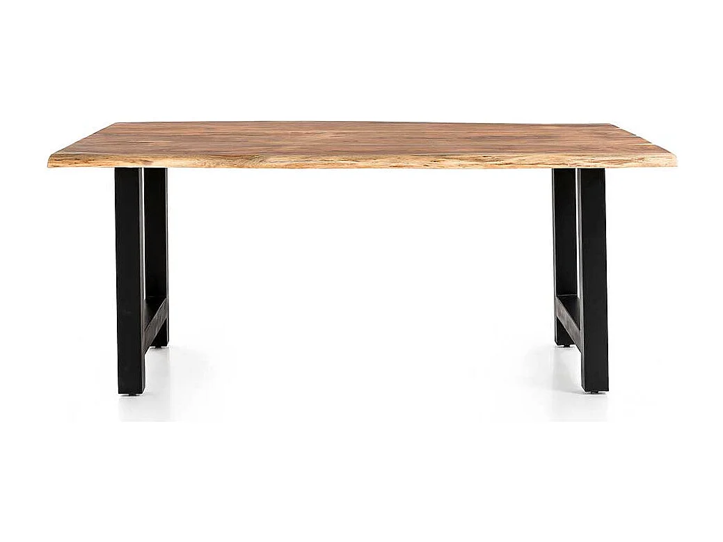 H Gestell Esstisch aus Akazie Massivholz & Metall natürlicher Baumkante