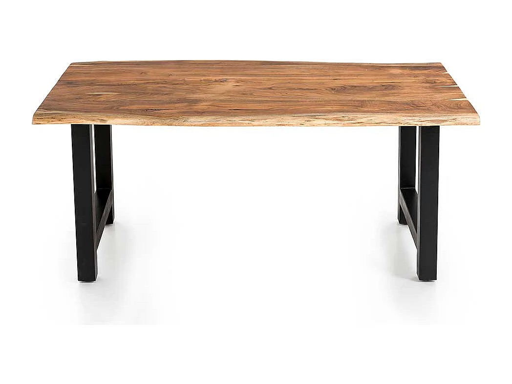 H Gestell Esstisch aus Akazie Massivholz & Metall natürlicher Baumkante