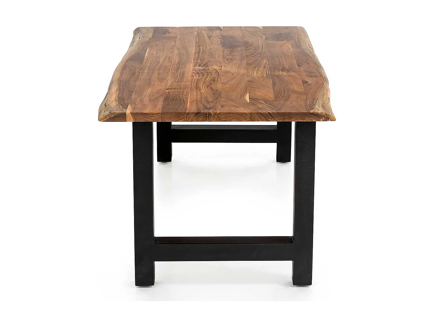 H Gestell Esstisch aus Akazie Massivholz & Metall natürlicher Baumkante