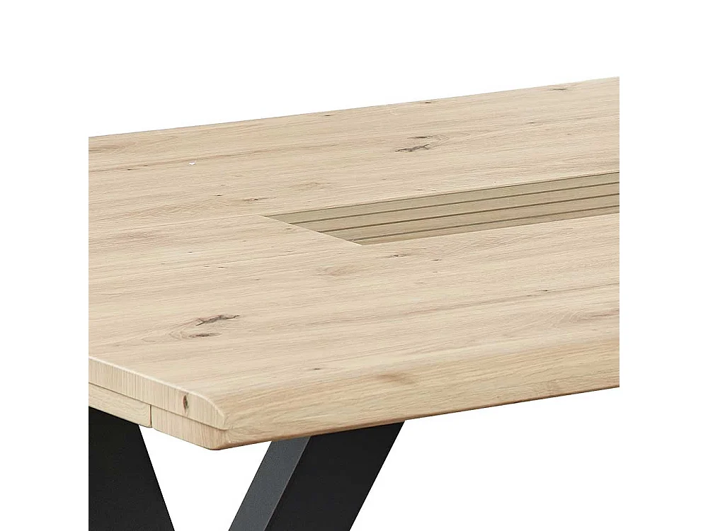 X-Gestell Esstisch in Wildeichefarben und Schwarz 76 cm hoch