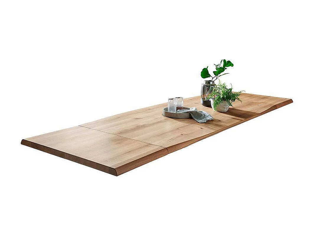 Esszimmertisch aus Wildeiche Massivholz und Stahl Industry und Loft Stil