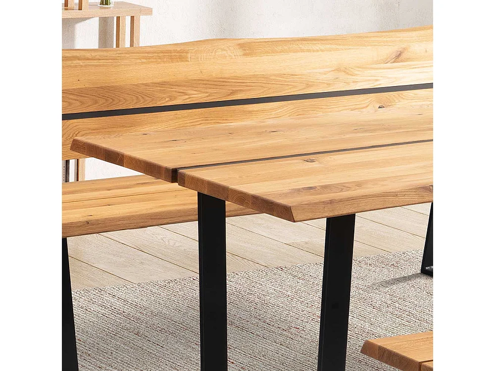 Esszimmertisch Tisch aus Wildeiche Massivholz und Metall