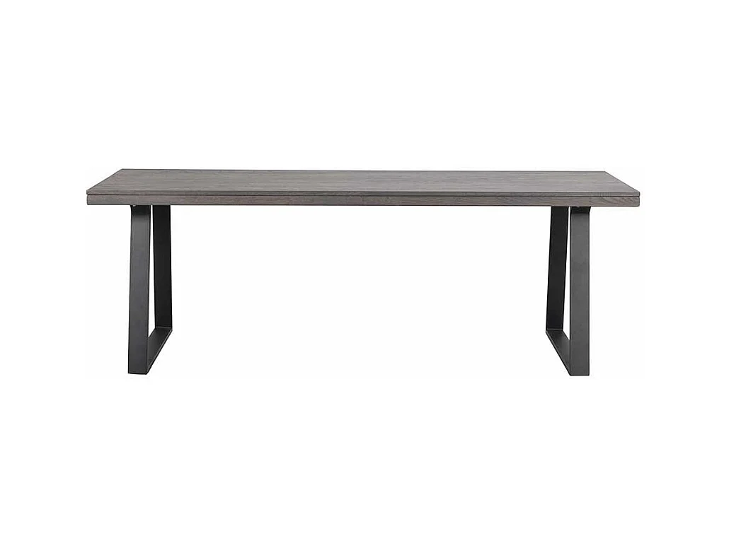 Tisch Massivholz in Eiche Rauchfarben Metall Bügelgestell