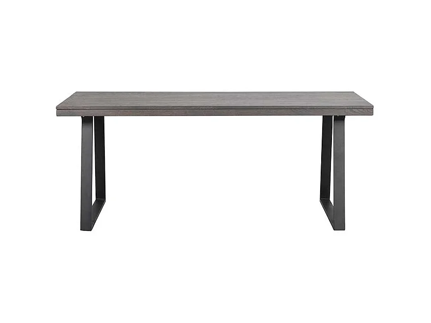 Tisch Massivholz in Eiche Rauchfarben Metall Bügelgestell