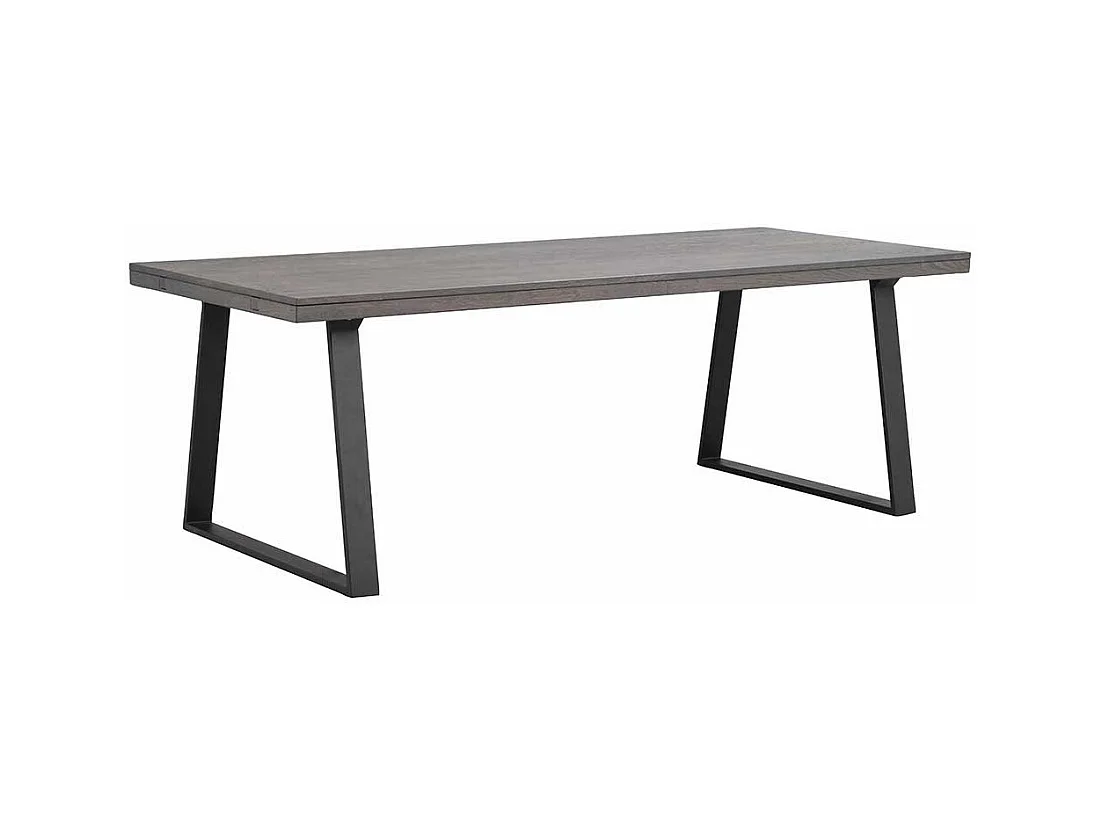 Tisch Massivholz in Eiche Rauchfarben Metall Bügelgestell