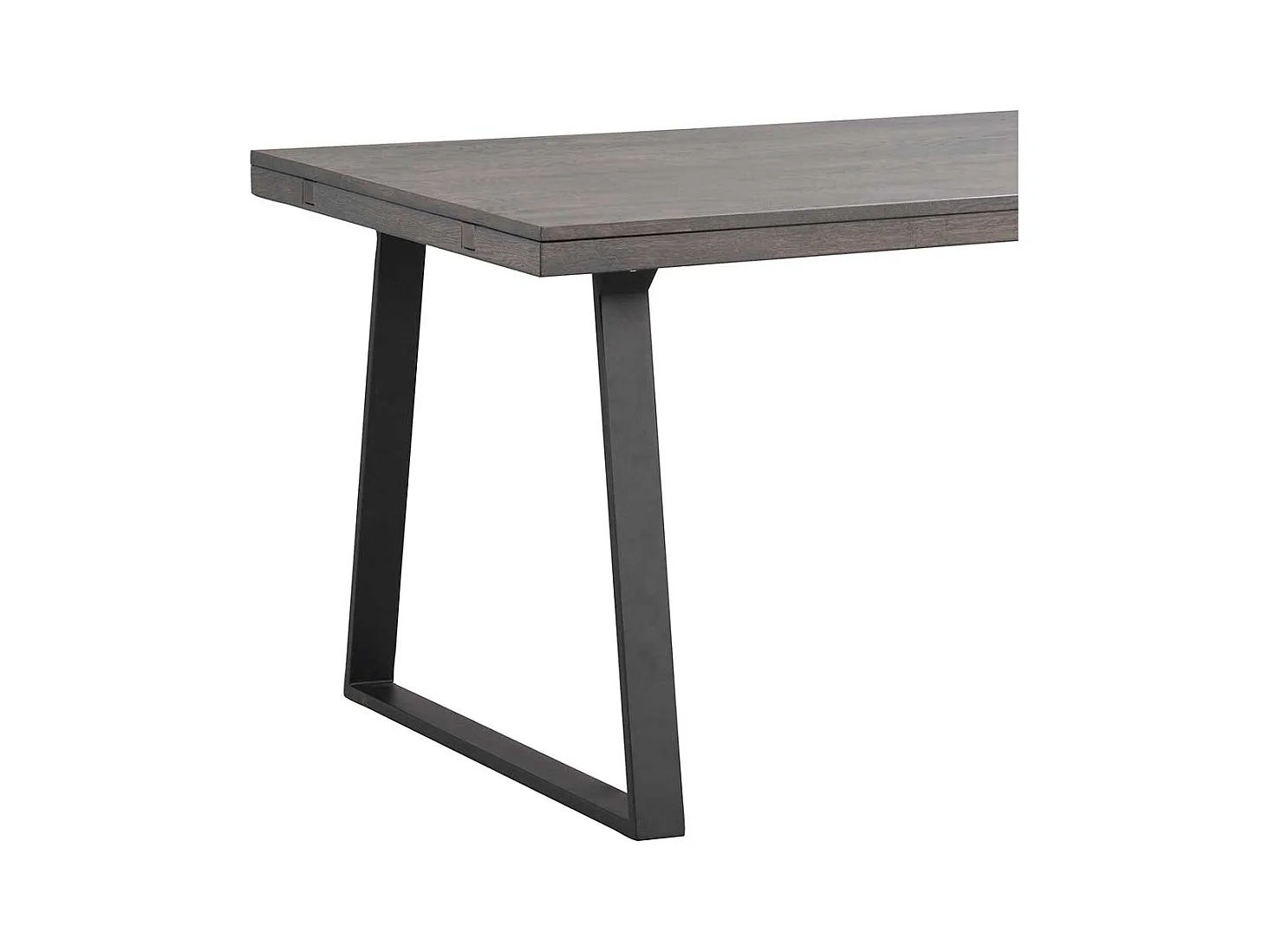 Tisch Massivholz in Eiche Rauchfarben Metall Bügelgestell