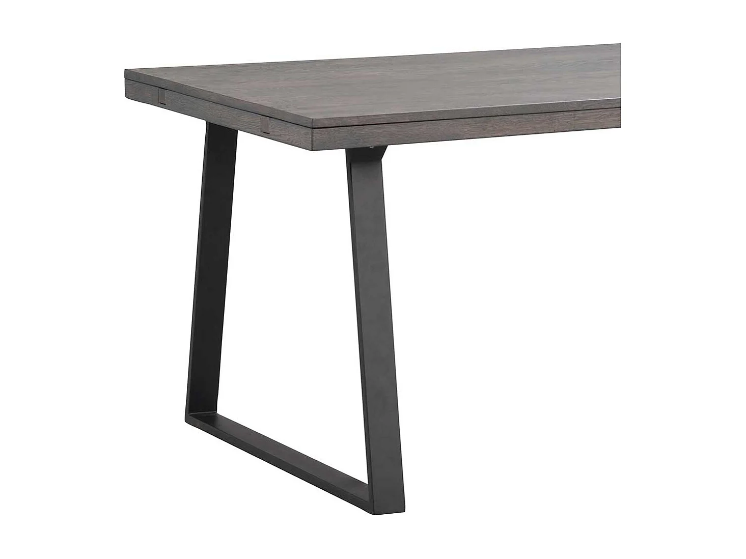 Tisch Massivholz in Eiche Rauchfarben Metall Bügelgestell