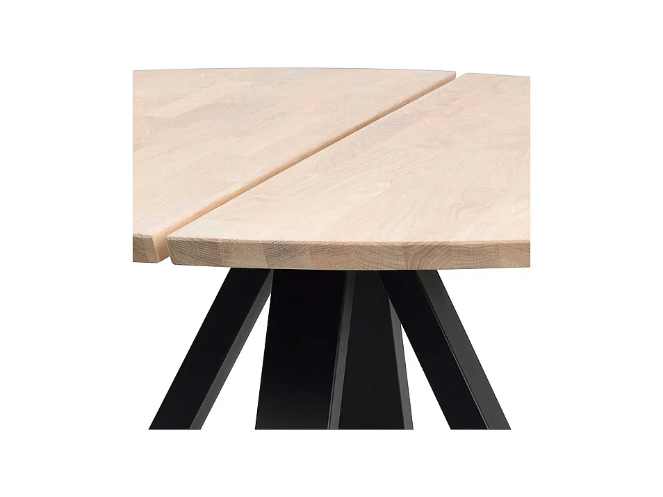 Moderner Esstisch in Holz White Wash und Schwarz 130 cm breit