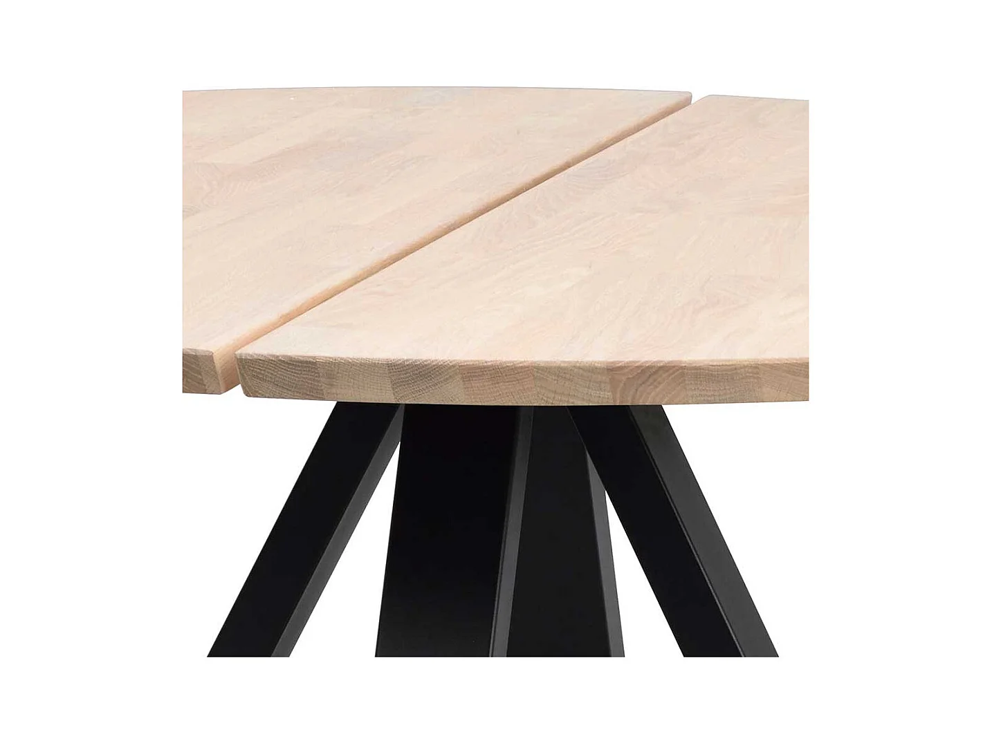 Moderner Esstisch in Holz White Wash und Schwarz 130 cm breit