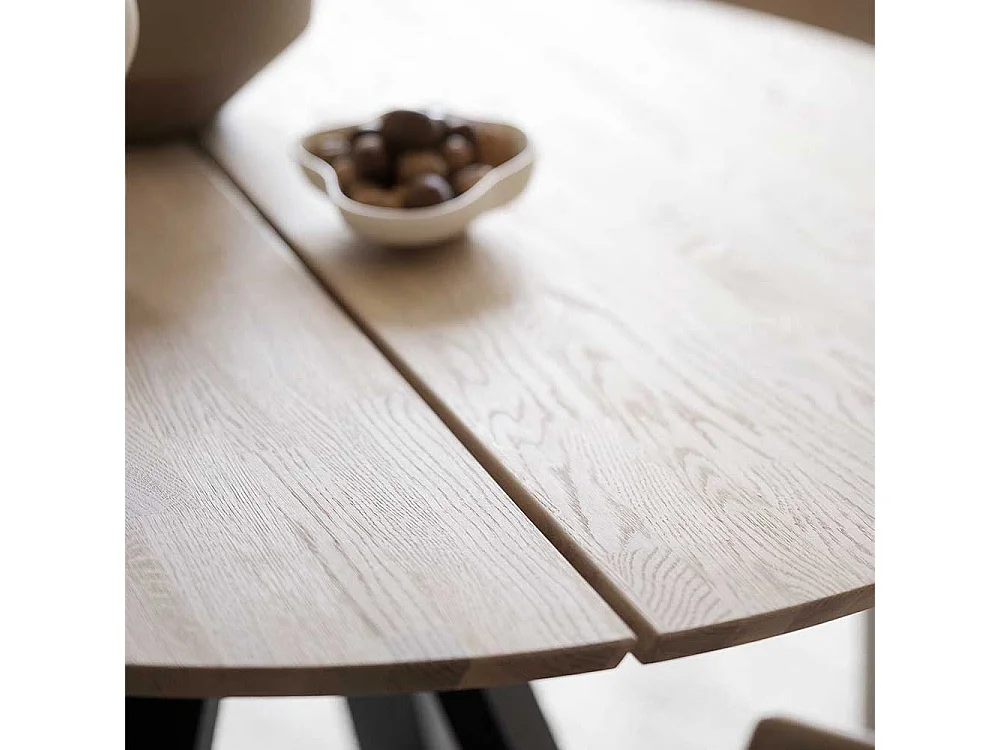 Moderner Esstisch in Holz White Wash und Schwarz 130 cm breit