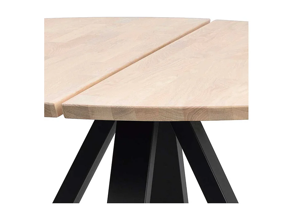 Moderner Esstisch in Holz White Wash und Schwarz 130 cm breit