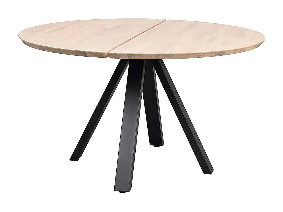 Moderner Esstisch in Holz White Wash und Schwarz 130 cm breit