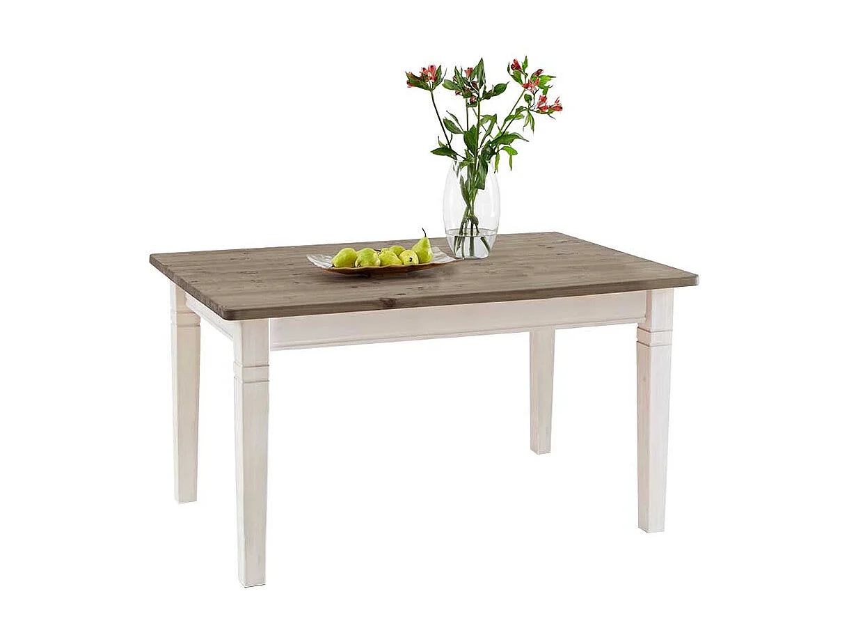 Landhaus Esstisch in Weiß Grau Kiefer massiv