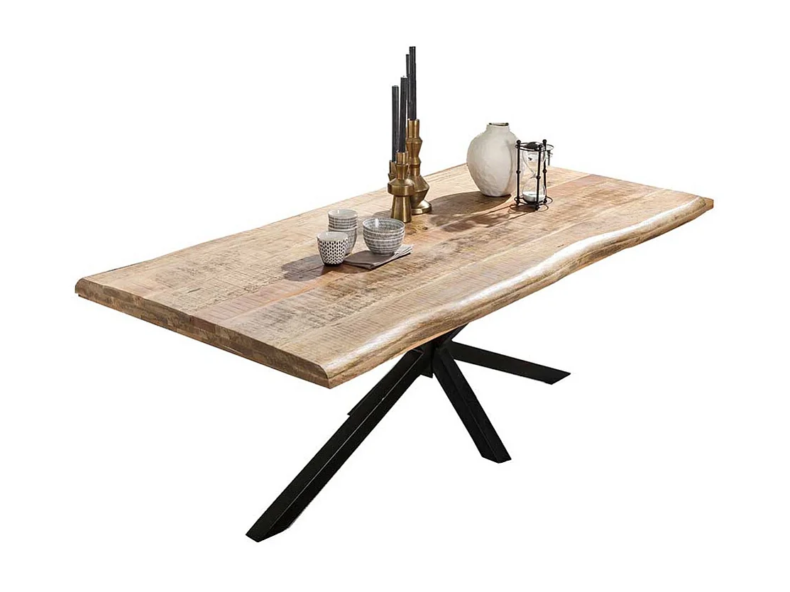 Esstisch aus Mangobaum Massivholz und Eisen Loft Design