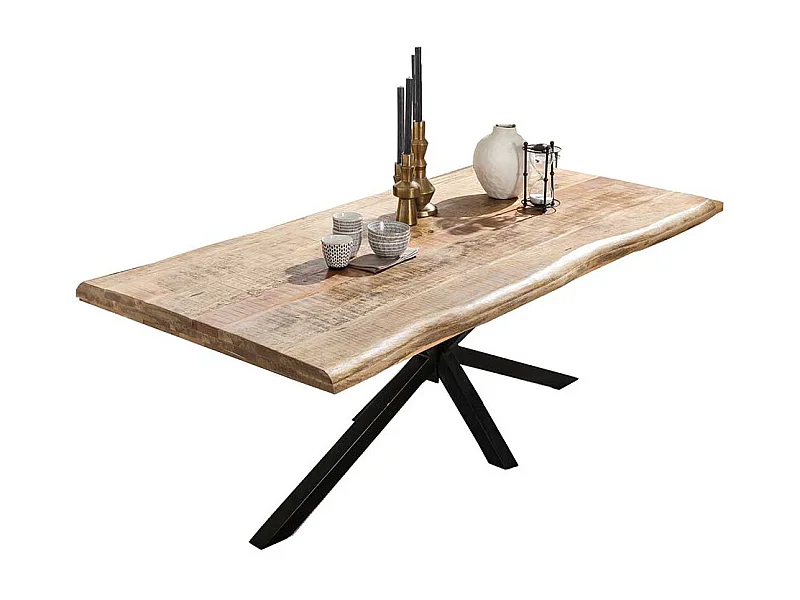 Esstisch aus Mangobaum Massivholz und Eisen Loft Design