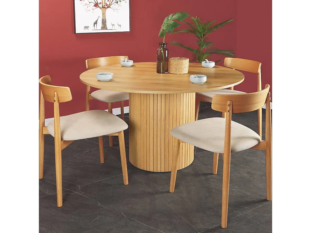 Esstisch Küchentisch in Eichefarben auf Säulengestell