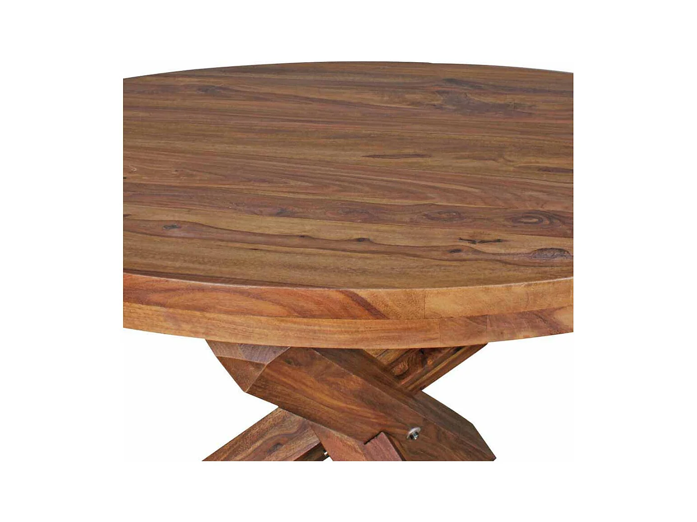 Runder Esstisch aus Sheesham Massivholz Landhaus
