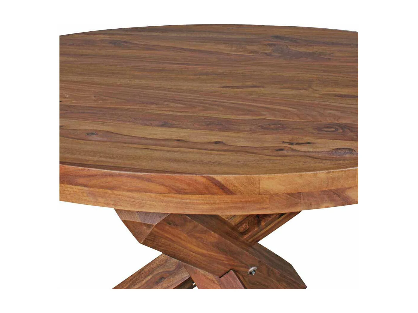 Runder Esstisch aus Sheesham Massivholz Landhaus