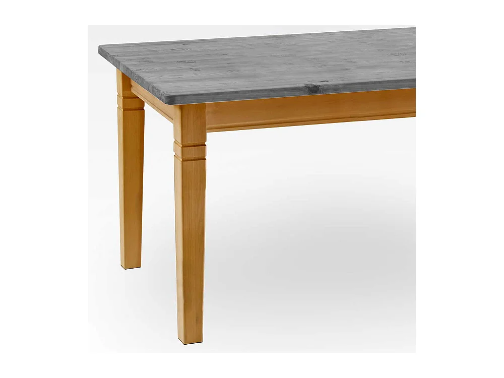 Landhaus Tisch aus Kiefer Massivholz grauer Tischplatte