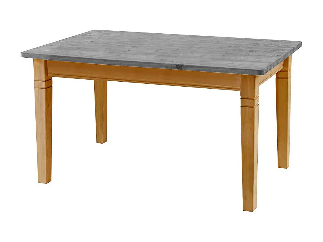 Landhaus Tisch aus Kiefer Massivholz grauer Tischplatte
