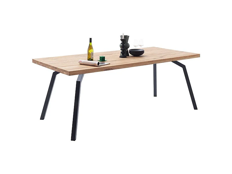 Esstisch Tisch Esszimmer aus Balkeneiche Massivholz und Metall