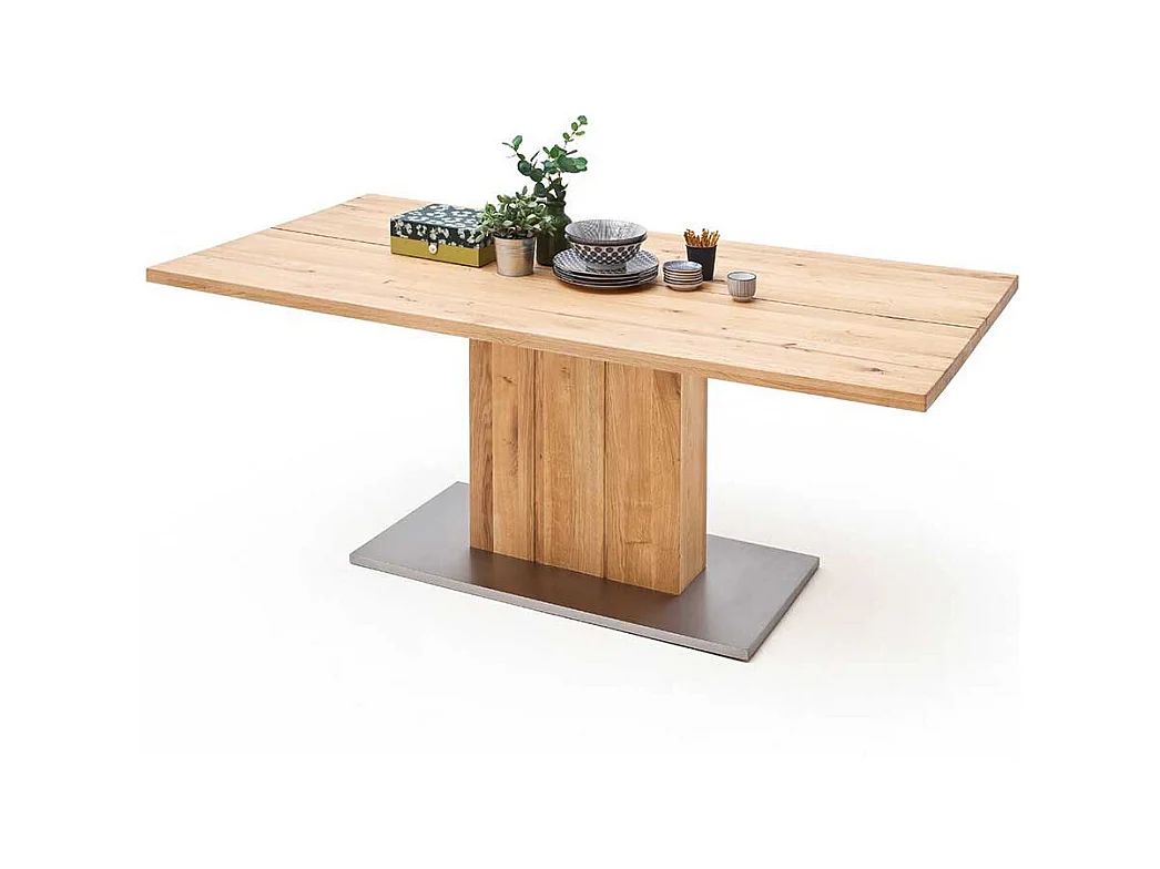 Säulen Esstisch aus Balkeneiche modern