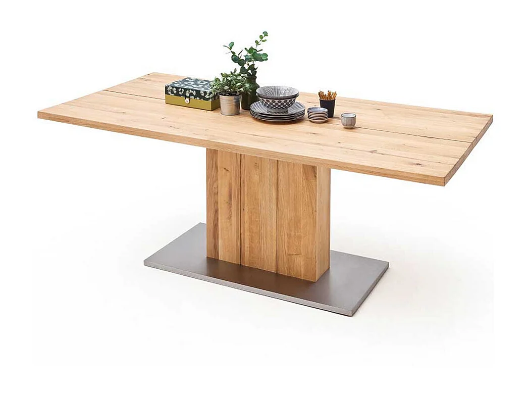 Säulen Esstisch aus Balkeneiche modern