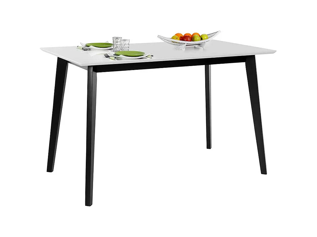 Küchen Tisch in Weiß und Schwarz rechteckiger Tischplatte