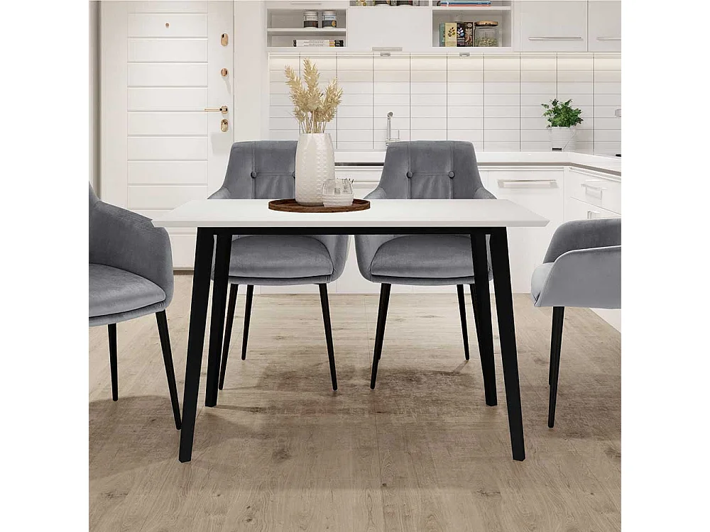 Küchen Tisch in Weiß und Schwarz rechteckiger Tischplatte