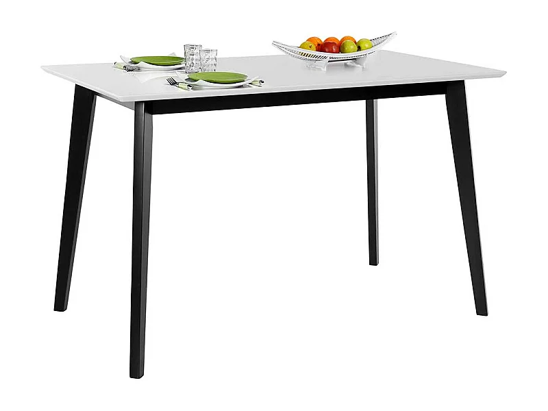Küchen Tisch in Weiß und Schwarz rechteckiger Tischplatte