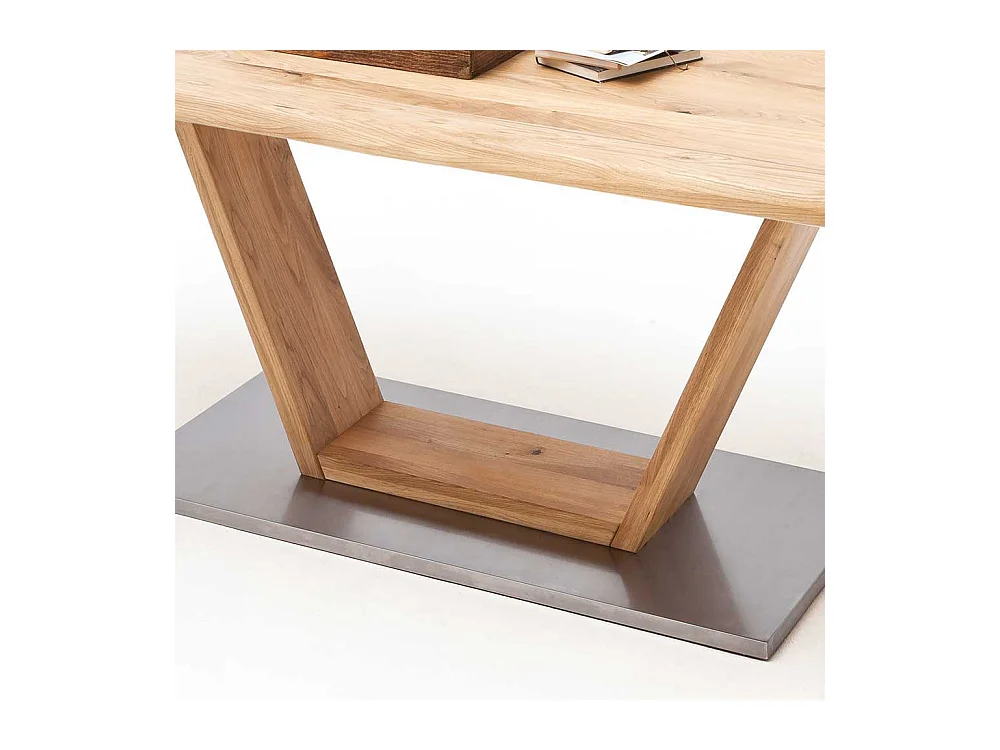 Esstisch aus Balkeneiche Säulengestell