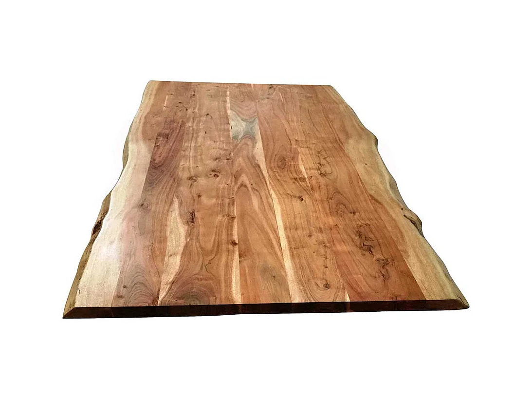 Esstisch mit Baumkante aus Akazie Massivholz Metallgestell