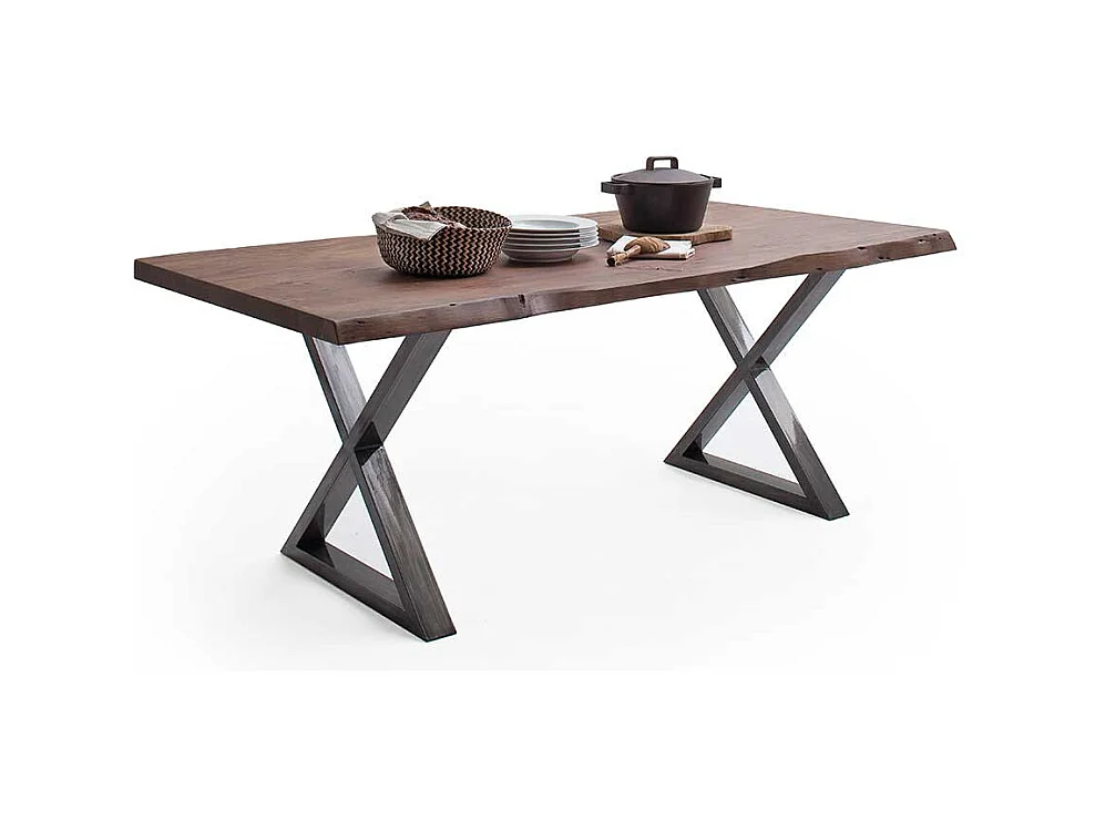 Esstisch Holztisch in Walnussfarben mit natürlicher Baumkante