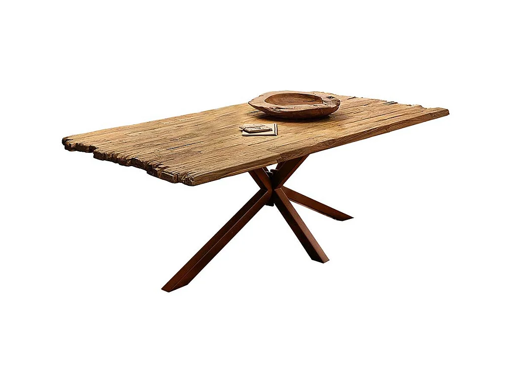 Tisch Recyclingholz in Teak und Braun Spider Gestell