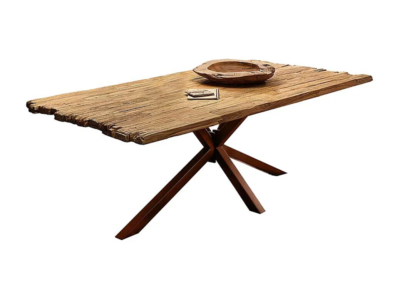 Tisch Recyclingholz in Teak und Braun Spider Gestell