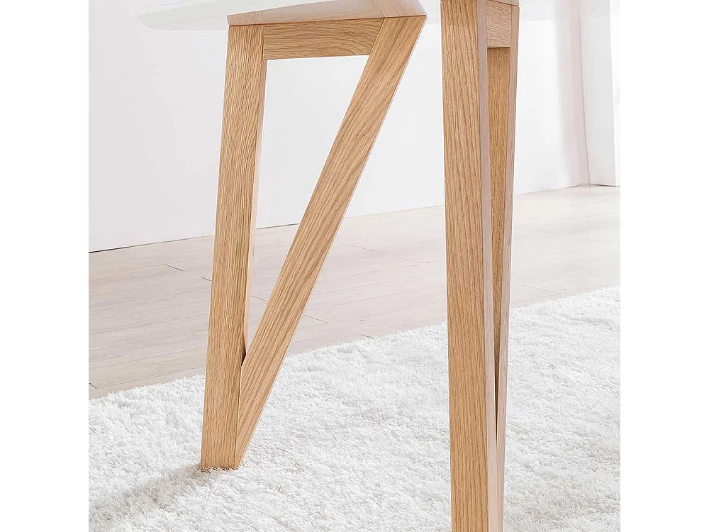 Ovaler Küchentisch in Weiß 4-Fußgestell aus Eiche Massivholz