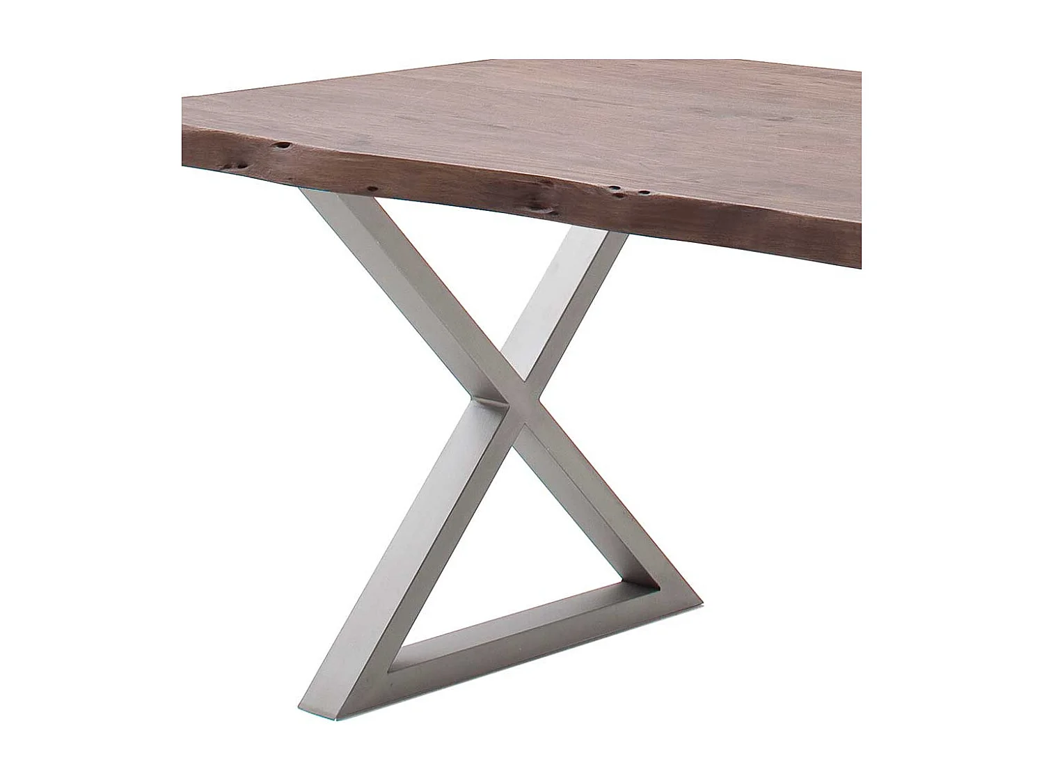 Esstisch Esszimmertisch mit X Gestell und natürlicher Baumkante