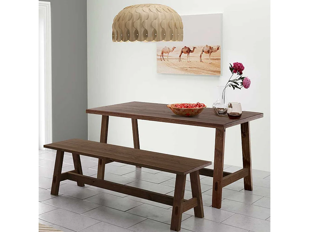 Esstisch Tisch Esszimmer in Dunkelbraun mit Massivholzplatte