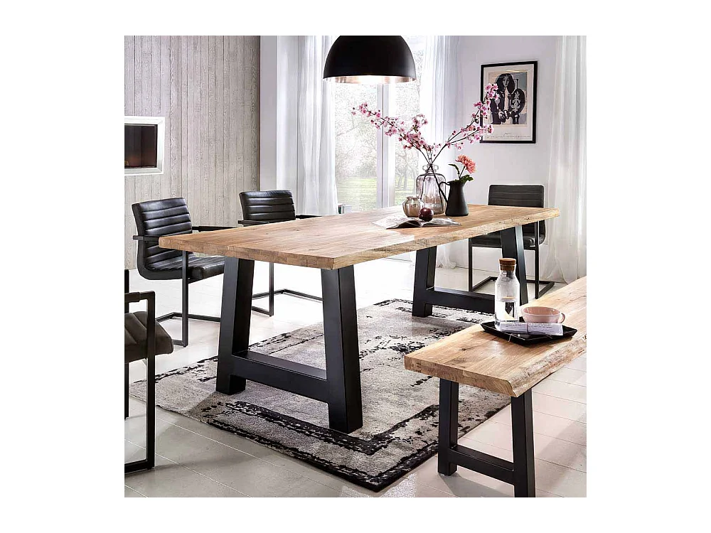 Esszimmertisch mit Eisengestell Baumkante