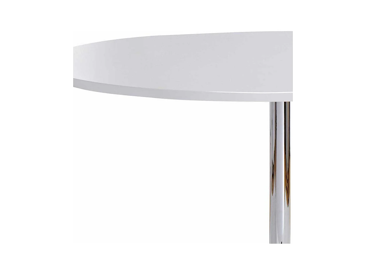 Esstisch in Weiß und Chromfarben runder Tischplatte