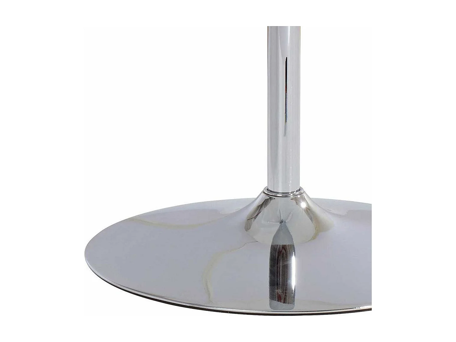 Esstisch in Weiß und Chromfarben runder Tischplatte