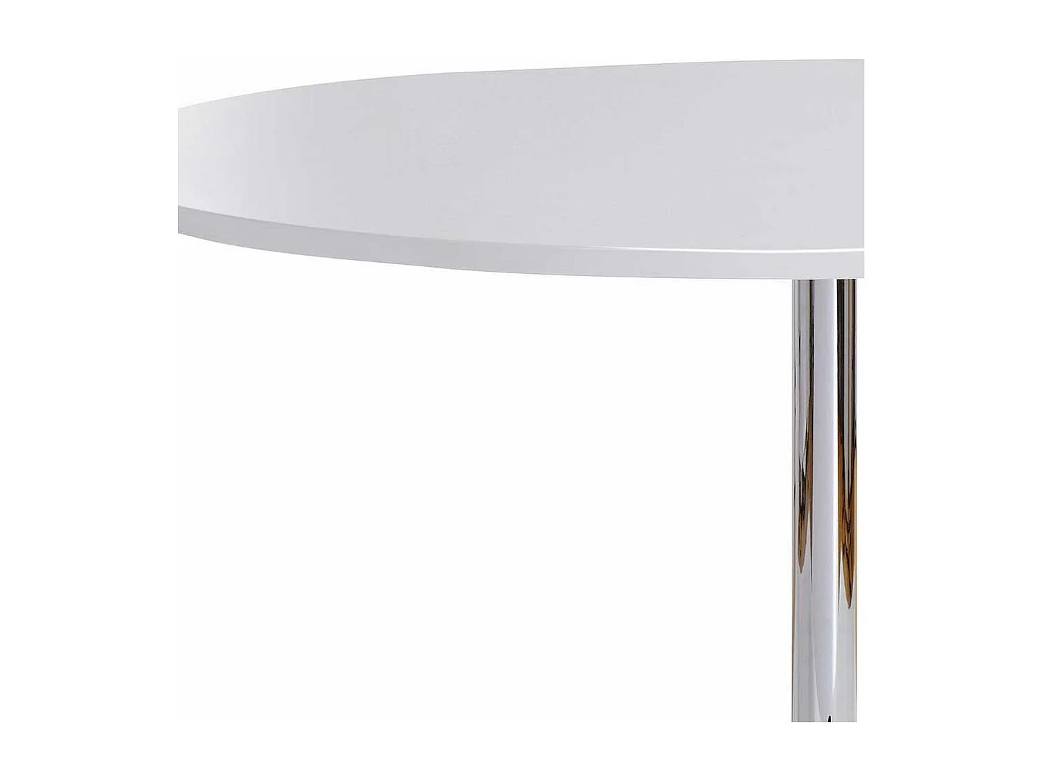 Esstisch in Weiß und Chromfarben runder Tischplatte