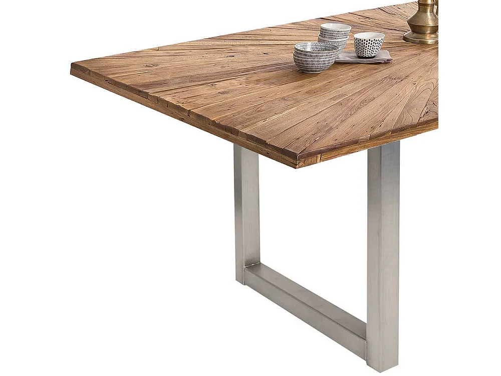 Industrial Tisch aus Recyclingholz Teak Eisen