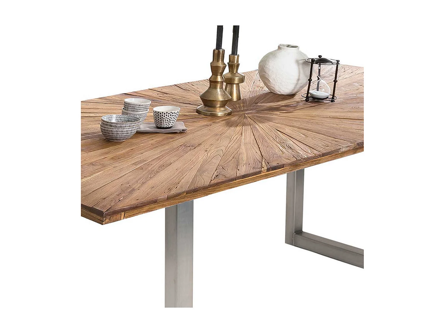 Industrial Tisch aus Recyclingholz Teak Eisen