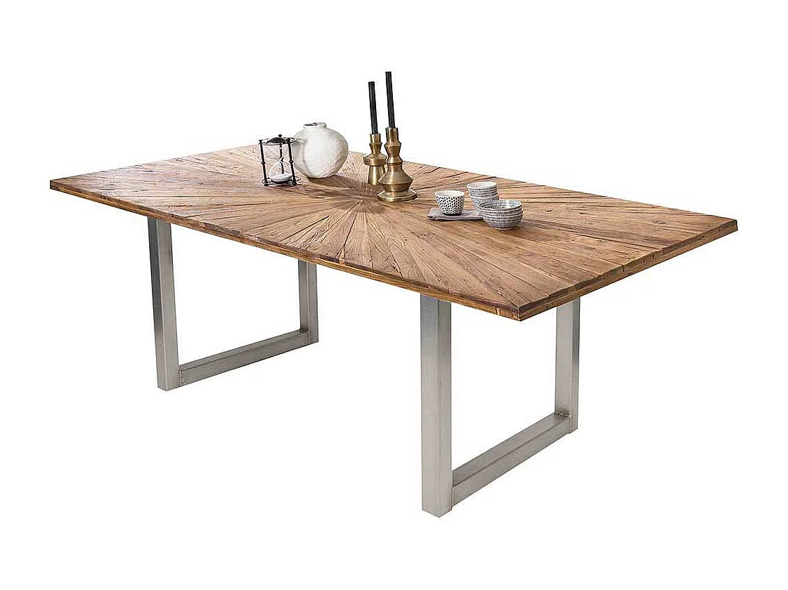 Industrial Tisch aus Recyclingholz Teak Eisen