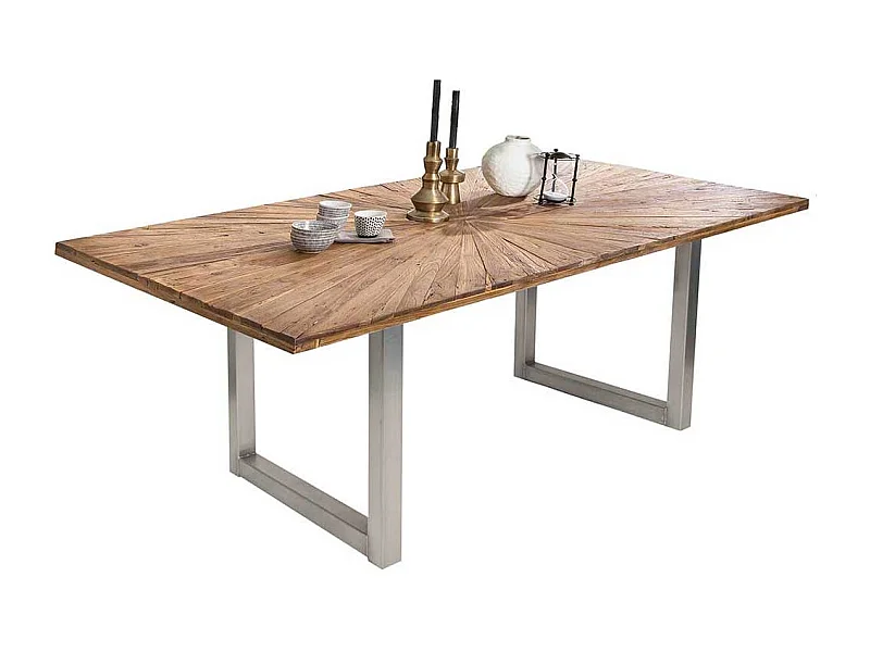 Industrial Tisch aus Recyclingholz Teak Eisen