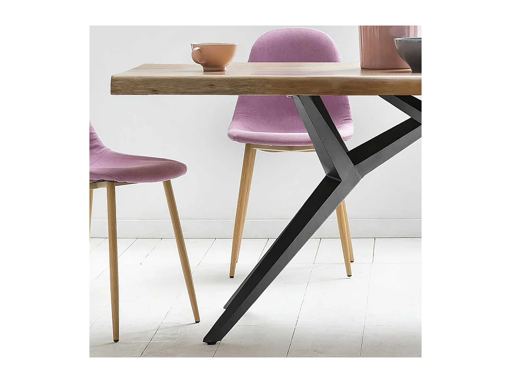 Loft Esstisch aus Akazie Massivholz Eisen in Schwarz