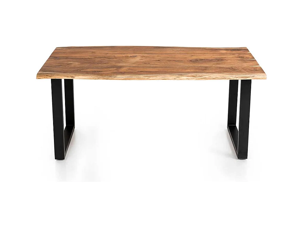 Akazienholz Esstisch mit natürlicher Baumkante Bügelgestell