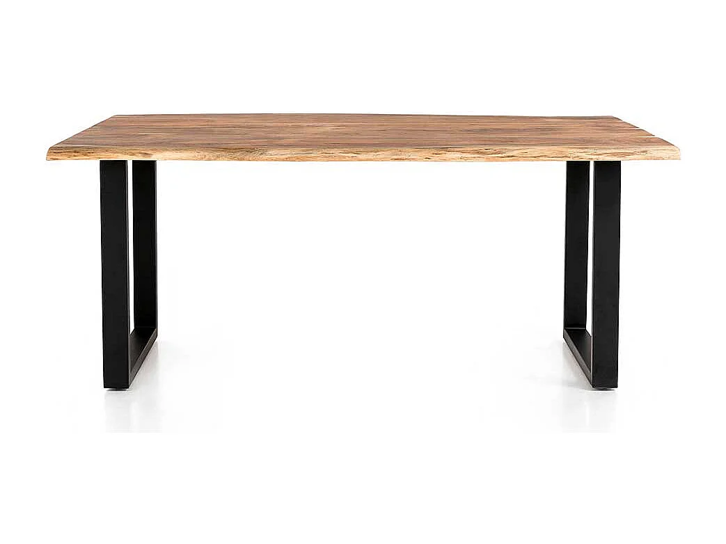 Akazienholz Esstisch mit natürlicher Baumkante Bügelgestell