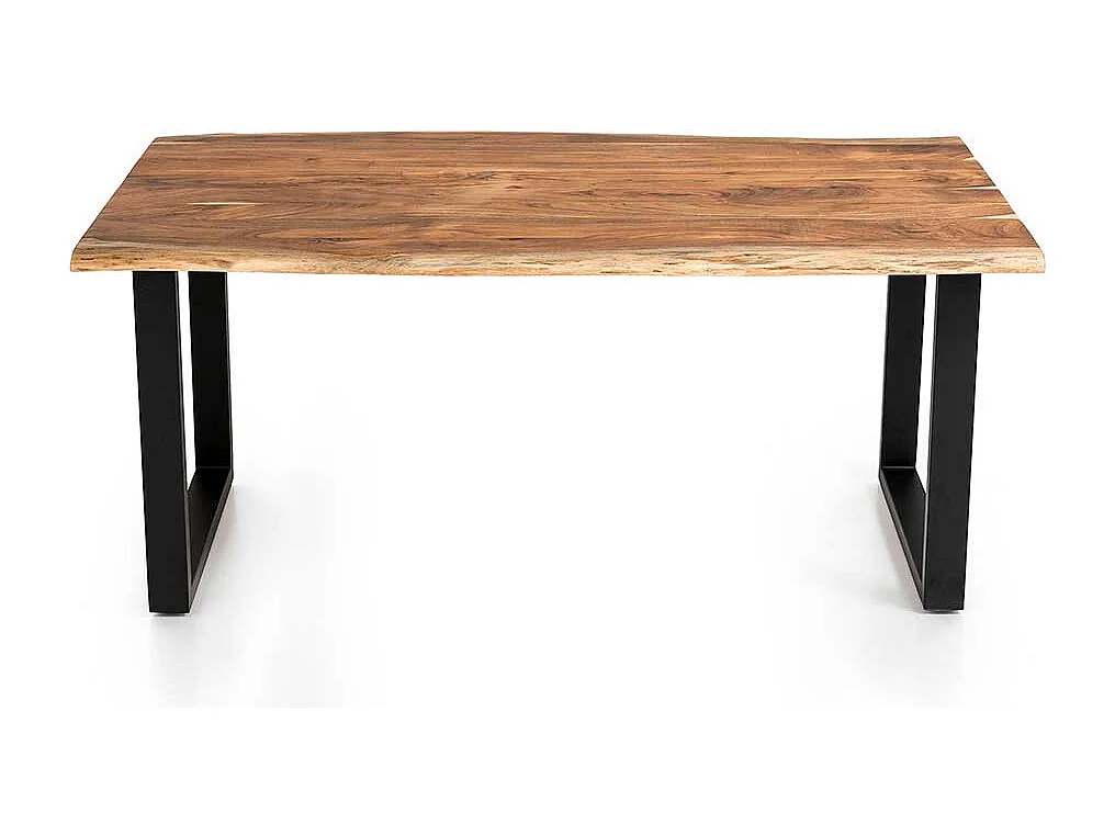 Akazienholz Esstisch mit natürlicher Baumkante Bügelgestell